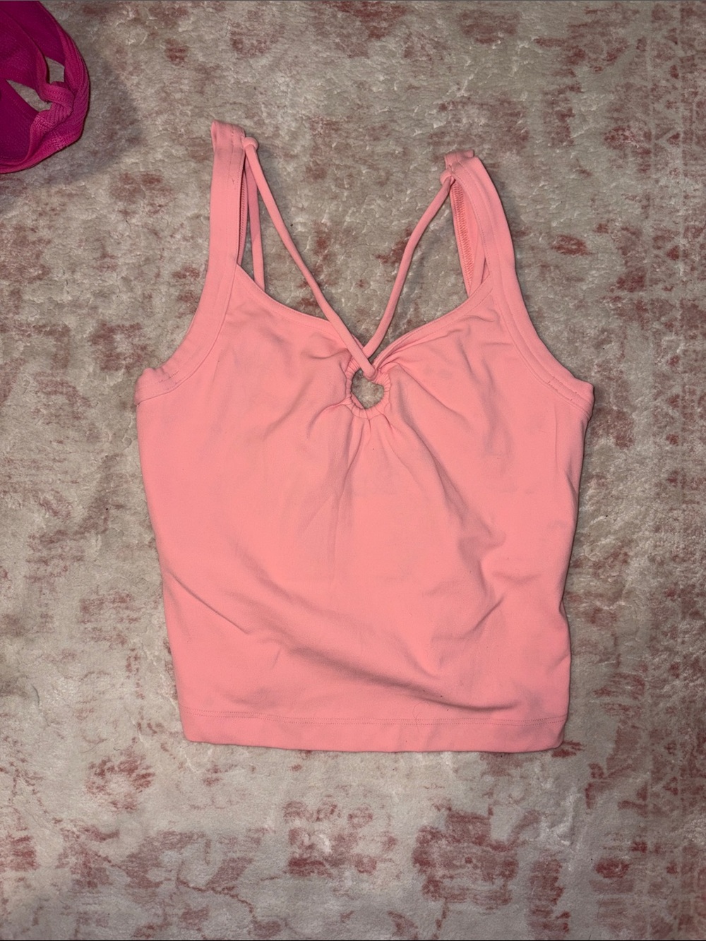 Athleta Pink Heart-Keyhole Strappy Tank